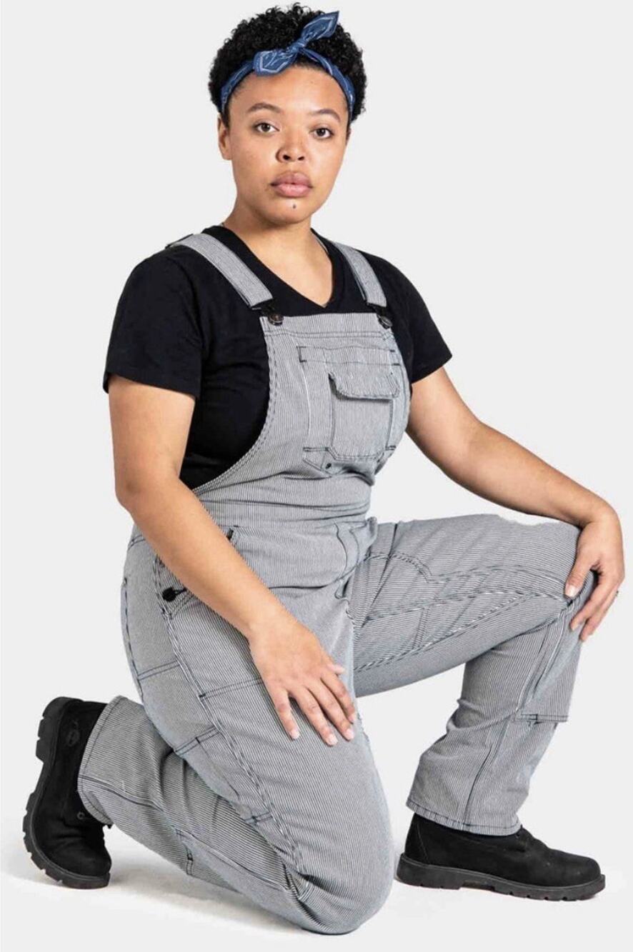 Dovetail Workwear Indigo Stripe Freshley Overall - Indigo Stripe Size 16